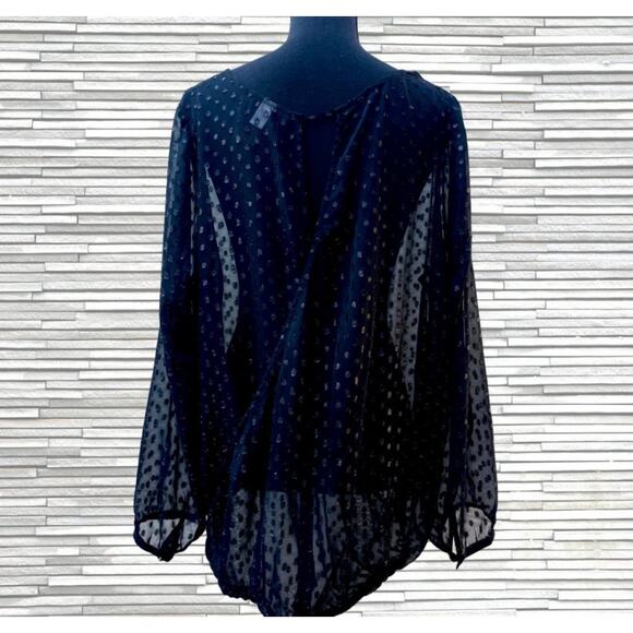 Lane Bryant Sheer Black Polka Dot Blouse Size 18/20 - Picture 3 of 3